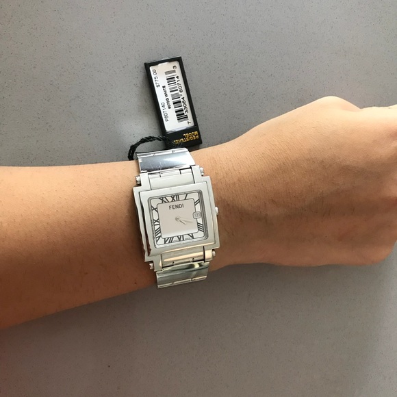 Fendi Accessories - Fendi Metallic Quadro Stainless Steel Square Watch